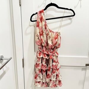 One Shoulder Floral Dress